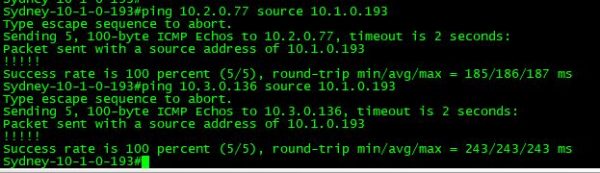 ping from R1 to R2 and R3